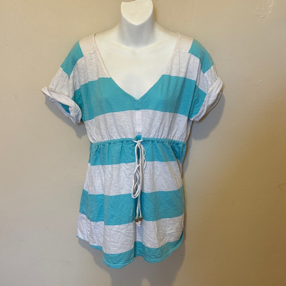 BumpStart Teal and White Striped Blouse